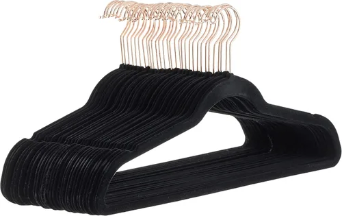 Miniatura 11 de Amazon Basics - Juego de 100 perchas para ropa, delgadas, antideslizantes y de terciopelo, color negro