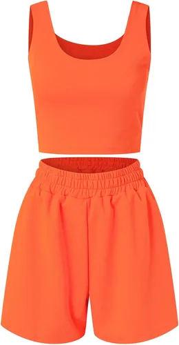 Miniatura 6 de Conjunto de dos piezas para mujer, pantalones cortos de verano de 2 piezas, top corto y pantalones cortos