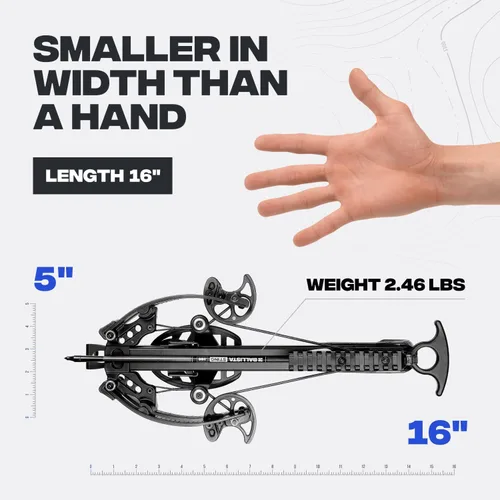 Miniatura 6 de BALLISTA BAT Compound Mini Crossbow - Small Crossbow for Hunting, Fishing and Target - 300 FPS, 130 Lbs, 2.46 lbs