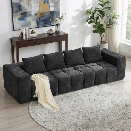 Miniatura 33 de Sofá biplaza modular sin huesos de 78.7 pulgadas, sofá de nube copetudo con asiento profundo, sofá de felpilla para sala de estar, sofá comprimido