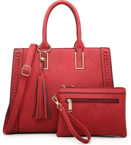 Dasein Bolsos de mano para mujer, bolso de hombro de cuero vegano, bolso de trabajo para mujer con bolso a juego, Marrón
