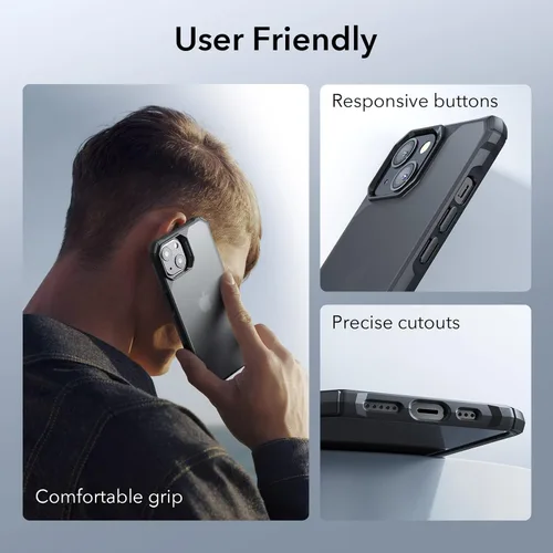 Miniatura 7 de ESR Funda para iPhone 14/iPhone 13, protección de grado militar con esquinas que absorben los golpes, parte trasera acrílica resistente a los Negro