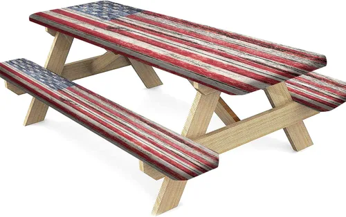 Miniatura 20 de Mantel ajustable para mesa y banco de pícnic de Halloween, diseño de fantasma, impermeable, 28 x 72 pulgadas, juego de 3 piezas, mantel ajustable al
