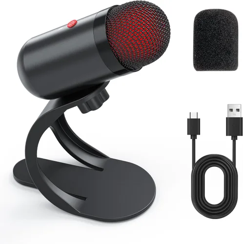 Miniatura 8 de LIANGSTAR Micrófono de Computadora USB, Micrófono de Escritorio para Podcast con Botón de Silencio para Grabación y Transmisión, Condenser Negro