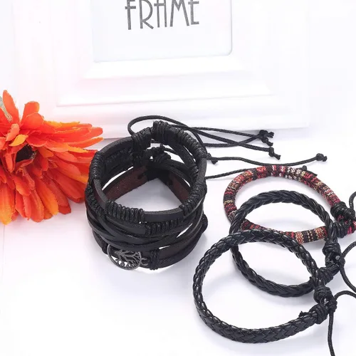 Miniatura 6 de Florideco - Juego de 30 pulseras de cuero trenzado para hombres y mujeres con cuentas de madera tejidas étnicas tribales ajustables