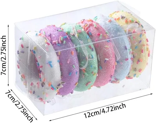 Miniatura 2 de Adorno para árbol de Navidad, 6 piezas de donas colgantes pastel de macarrón para decoración de Navidad Candyland, dulce para una niña, fiesta