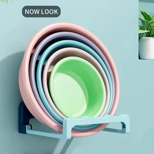 Miniatura 7 de Organizadores de estantes de baño montados en la pared sin perforar para toallas y artículos de tocador, fácil instalación adhesiva Azul