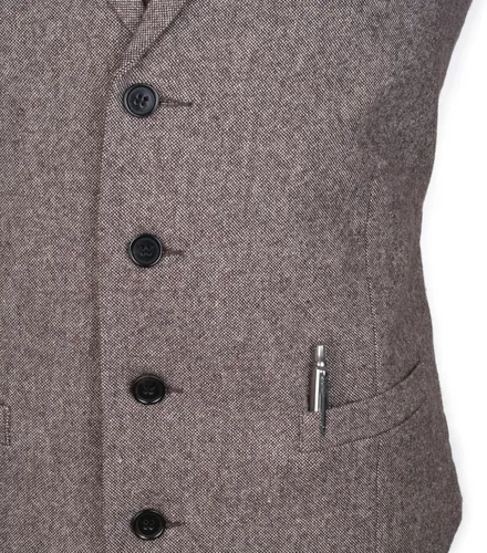 Miniatura 4 de Ruth&Boaz Chaleco de traje de cuello a medida de tweed de lana con 4 botones y 2 bolsillos