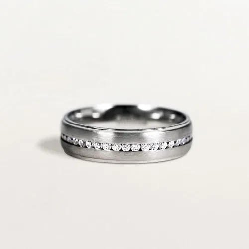 Miniatura 3 de TIGRADE 6MM Silver Titanium Engagement Ring Cubic Zirconia Wedding Band for Men Women Size 5-12