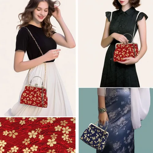Miniatura 133 de Bolso floral con asa superior, bolso de noche Kiss Lock para mujer, bolso vintage