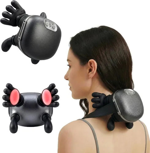 Nuevo masajeador de cuello y hombros 2025 – Relajante muscular portátil de tejido profundo con calor | Diseño ergonómico de silicona para aliviar el