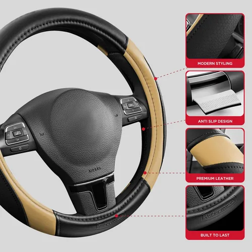 Miniatura 3 de Rubbermaid Funda para volante de ajuste universal de 14.5 a 15 pulgadas, agarre antideslizante, cuero transpirable, protección para todas