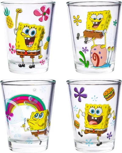 Miniatura 38 de Silver Buffalo Care Bears on Clouds con Funshine, Tenderheart, Cheer and Grumpy Bear - Juego de 4 mini vasos de 1.5 onzas Osos de cuidado