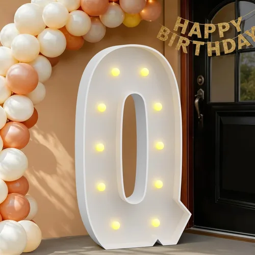 Miniatura 92 de IMPRSV Letras de mosaico iluminadas de marquesina, 4 pies para globos y fiestas, decoración de kit de arco
