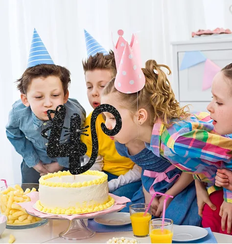 Miniatura 5 de Decoración para tartas de gato de cuatro años, decoración de pastel número 4 para bebé, suministros de fiesta de cumpleaños de gatito, decoración