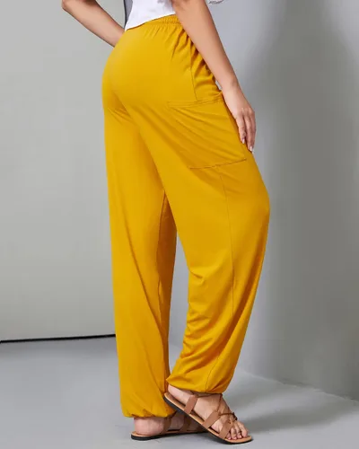 Miniatura 2 de QIANXIZHAN Pantalones de harén para mujer, pantalones hippie palazzo, pantalones bohemios, ropa de yoga con bolsillos