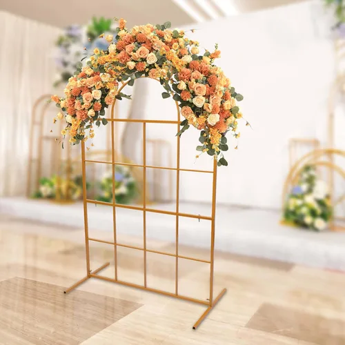 Miniatura 6 de Soporte de telón de fondo de arco de boda de 3.9 x 6.6 pies, soporte de arco de globos de metal, arco de boda dorado, marco de arco de globos