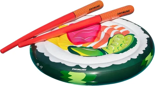 Miniatura 27 de Swimline Balsa inflable con diseño de bandera de la paz americana de isla para piscina