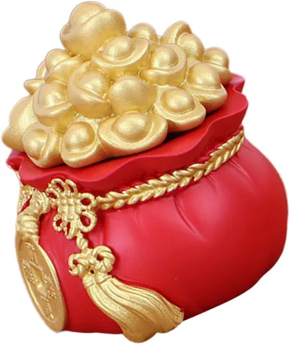 Miniatura 6 de LIFKOME 2 unids Lucky Money Bag Decoración Chino Tesoro Cuenca Bolsa de Dinero Estatua de Decoración de Pastel de Riqueza Como se muestra
