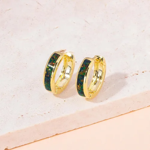 Miniatura 244 de CiNily Aretes Huggie de ópalo con bisagras, chapados en oro, hipoalergénicos, pequeños aretes de aro para mujeres, adolescentes, niñas, hombres