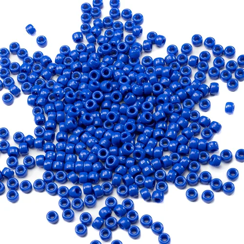 1000 piezas de cuentas de pony acrílicas de un solo color de 6 x 9 mm a granel para hacer joyas, aretes, trenzado de cabello Azul Oscuro