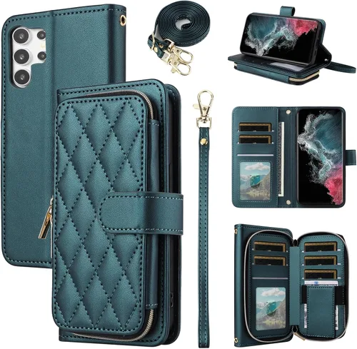 Miniatura 21 de Funda de Cartera para Samsung Galaxy S20 FE 5G de 6.5 Pulgadas con Correa para Muñeca, Billetera con Cremallera y más de 9 Ranuras para Tarjetas