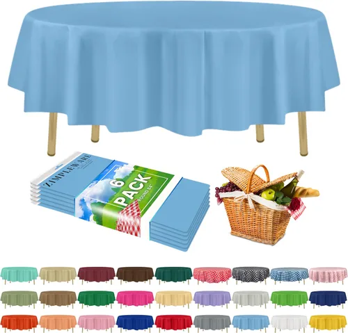 Miniatura 89 de Zimpleware - Mantel redondo de plástico para fiestas de 213 cm (84 pulgadas) de diámetro (paquete de 1, 6 y 12 unidades)