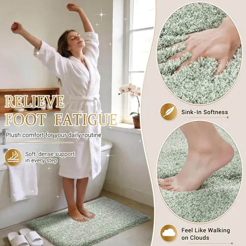 Miniatura 3 de Yimobra Alfombras de baño para artículos esenciales del hogar, antideslizante, lavable, alfombra de ducha de felpa suave absorbente de agua