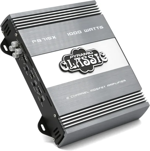 Pyramid PB715X 1000W Amplificador de coche puente de 2 canales - Fuente de alimentación MOSFET, configuración trivial, 13.8 V CC, entrada RCA, 90 dB