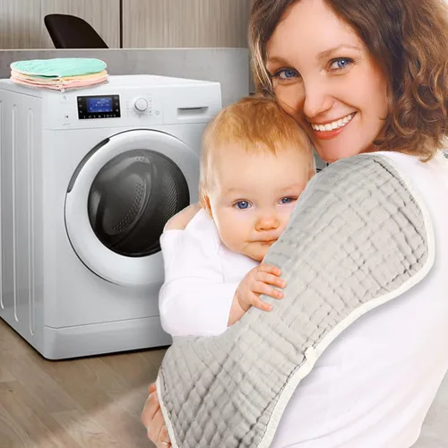 Miniatura 8 de MUKIN Paños de muselina para eructos y paño para eructos, suaves y absorbentes para niños y niñas, paquete de 5 baberos de algodón para recién