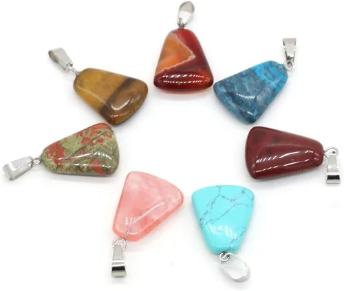 Miniatura 3 de 10 colgantes de piedra natural con forma trapezoidal azul turquesa chakra semi-preciosa para hacer joyas