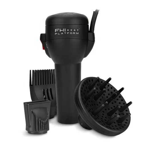 FHI Heat Plataforma todo en uno con mango de soplado, menos secador de pelo con juego de accesorios, peine, concentrador y difusor, color negro