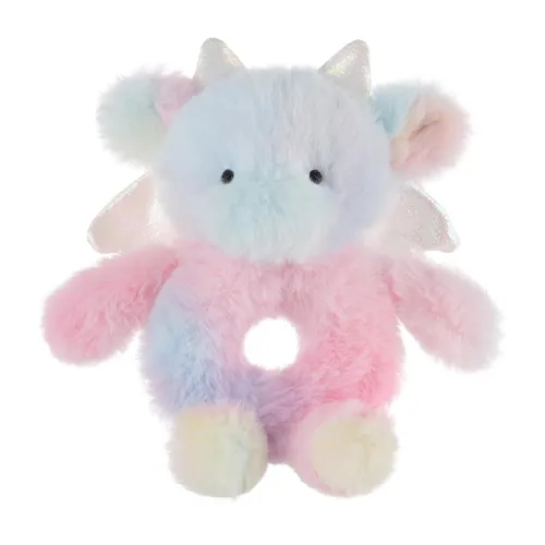 Apricot Lamb Sonajero suave de dragón colorido para niños y niñas, juguete de sonajero de peluche adorable para el recién nacido, 0-3 meses, 0-6