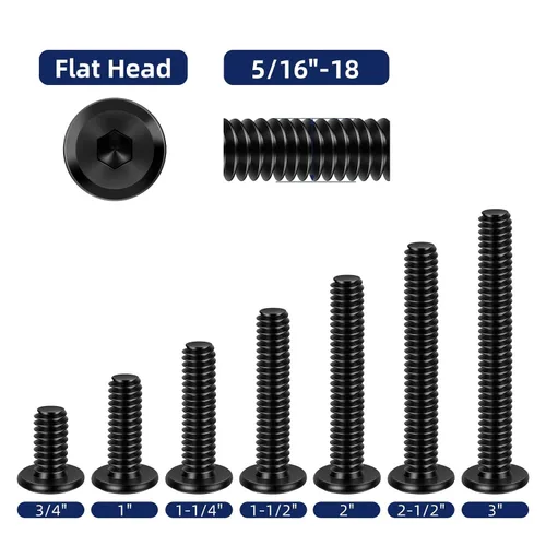 Miniatura 3 de Tornillos de cabeza plana de 5/16-18 x 1-1/2 pulgadas, tornillos de conector avellanados, acero inoxidable 18-8 (304), óxido negro, totalmente