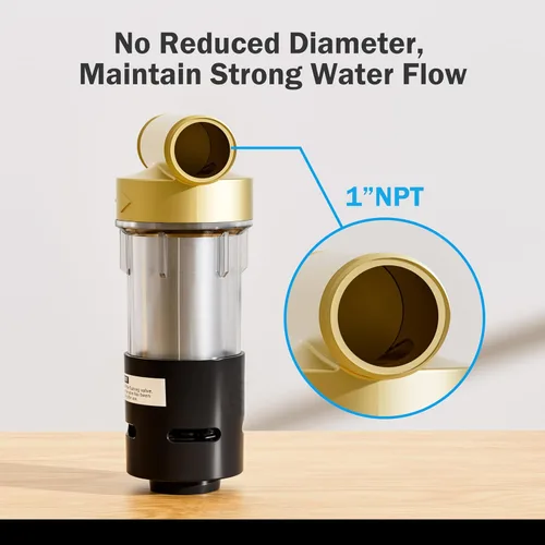 Miniatura 8 de Frizzlife Filtro de sedimentos giratorio de 40 y 100 micrones con raspador integrado, prefiltro reutilizable para toda la casa para agua