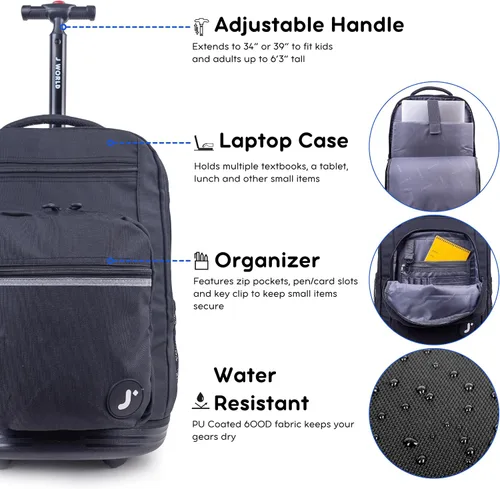 Miniatura 5 de J World New York Sundance - Mochila rodante para niña y niño, Negro, talla única