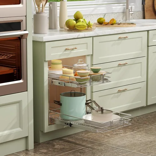 Miniatura 2 de ROOMTEC Organizador de armario extraíble (11 pulgadas de ancho x 18 pulgadas de profundidad), 2 niveles de almacenamiento extraíble para cajón