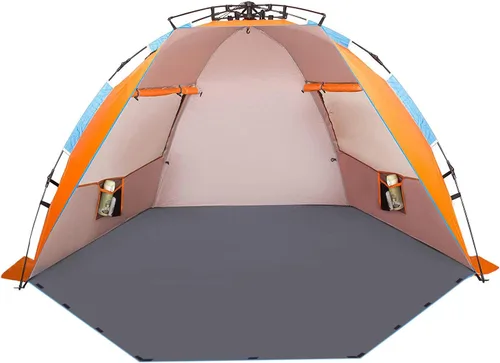 Miniatura 8 de Oileus - Tienda de campaña de playa XL para 4 personas, tienda de campaña portátil instantánea para playa con bolsa de transporte, estacas, 6 bolsas