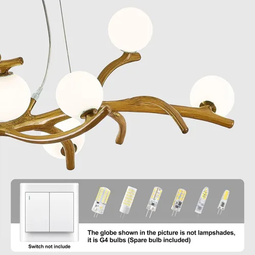 Miniatura 8 de Lámpara de Araña Moderna de Techo de 28.7 pulgadas, Lámpara de Araña Sputnik de 8 Luces de Resina de Mediados de Siglo sobre Mesa, Candelabros