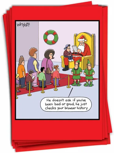 Miniatura 8 de NobleWorks - 12 divertidas tarjetas navideñas de dibujos animados con sobres - Divertido humor cómico en caja, saludos navideños