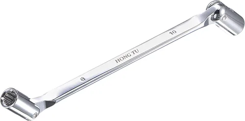 uxcell Llave de cabeza flexible de 12 puntos, extremo de caja giratoria doble métrica de 0.315 in x 0.394 in, rotación CR-V de 180 grados para