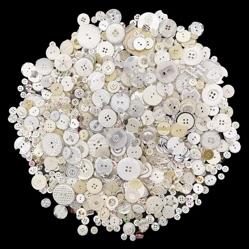 Miniatura 26 de 600-700Pcs Botones de Navidad para manualidades, surtidos en rojo, blanco y verde, botones de Navidad para costura, manualidades, decoración DIY