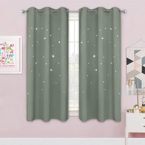 Miniatura 65 de NICETOWN Cortinas infantiles perforadas, cortinas marroquíes con estrellas azules para dormitorio de niñas, gruesas y suaves, para oscurecer la Azul