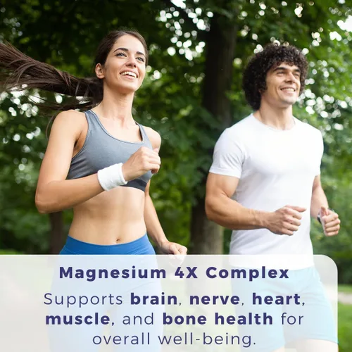 Miniatura 4 de Complejo de magnesio 4X – Suplemento de magnesio de 300 mg con glicinato quelado, citrato, malato y ascorbato, alta absorción para el estrés