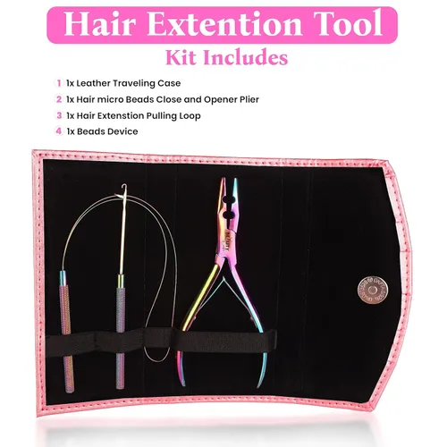 Miniatura 7 de Beauty & Crafts Micro Links - Kit de extensiones de cabello - Alicates para cerrar y quitar cuentas de acero inoxidable, extensiones de cabello