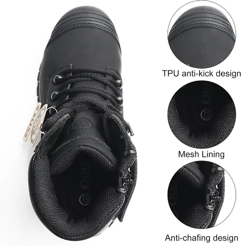 Miniatura 6 de Botas de trabajo para hombre, zapatos con punta de acero y cremallera lateral, resistentes al agua, antideslizantes, a prueba de pinchazos (OX2720)