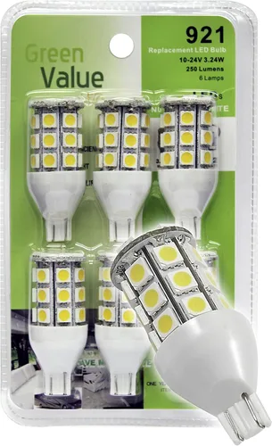 LED 25011V blanco cálido paquete de 6 bombillas LED de repuesto para RV/Auto/Marine Light Base Tower (base 921, 250 lúmenes)