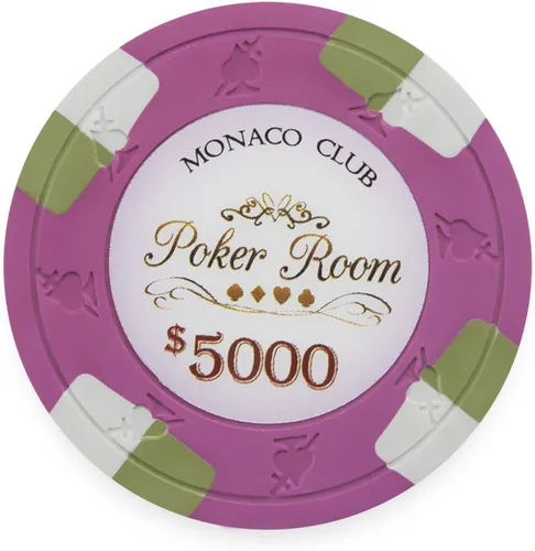 Miniatura 6 de Claysmith Gaming Paquete de 50 fichas de póquer Monaco Club, compuesto de arcilla pesada de 0.48 oz Rojo ($5 Red)