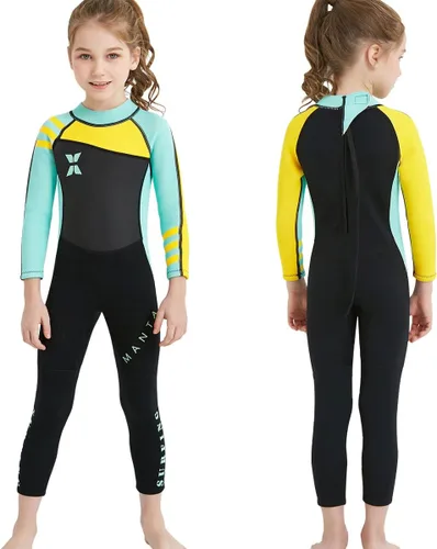 Miniatura 9 de Traje de neopreno completo para niños de 0.098 pulgadas (0.098 in), protección UV, mantiene el calor, trajes de neopreno de manga larga para Rosa