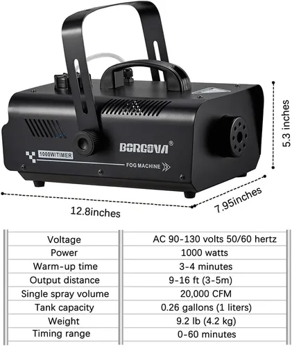 Miniatura 7 de Máquina de niebla de 1000 W con temporizador, control remoto inalámbrico y control manual, ideal para Halloween, fiestas, actuaciones en escenario